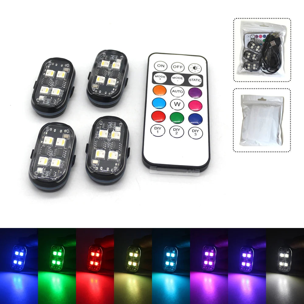 Car Interior Decorative Light, Car Interior Ambient Light with Remote Control, Long Standby Car Decorative Light, 2/4/6/8 pcs