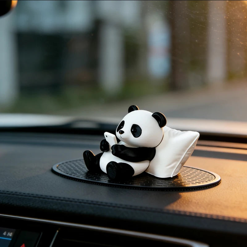 Panda Sculpture Ornament, Car Dashboard Decor, Desktop Office Decoration, Creative Animal Model, Collectible Figurine