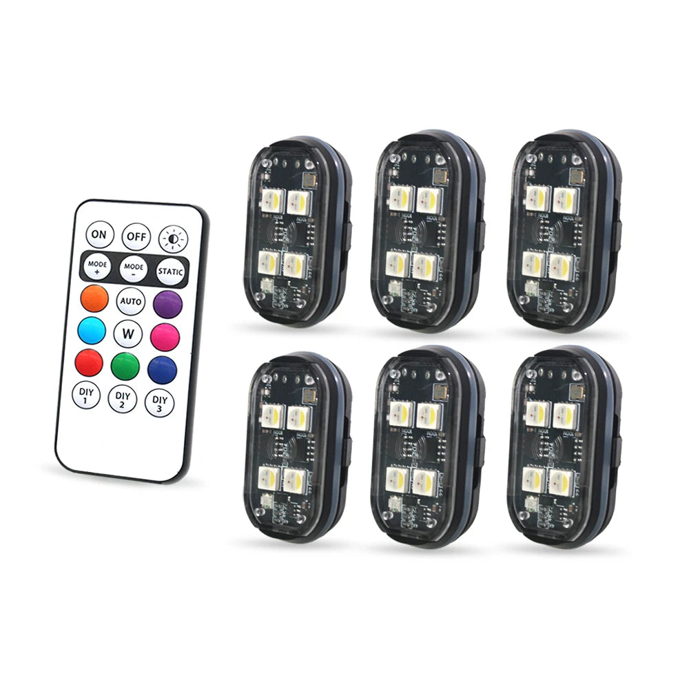 Car Interior Decorative Light, Car Interior Ambient Light with Remote Control, Long Standby Car Decorative Light, 2/4/6/8 pcs