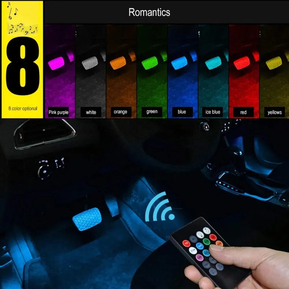 Universal Car RGB Ambient Lights LED Strip Interior Atmosphere Lamps 8 Colours
