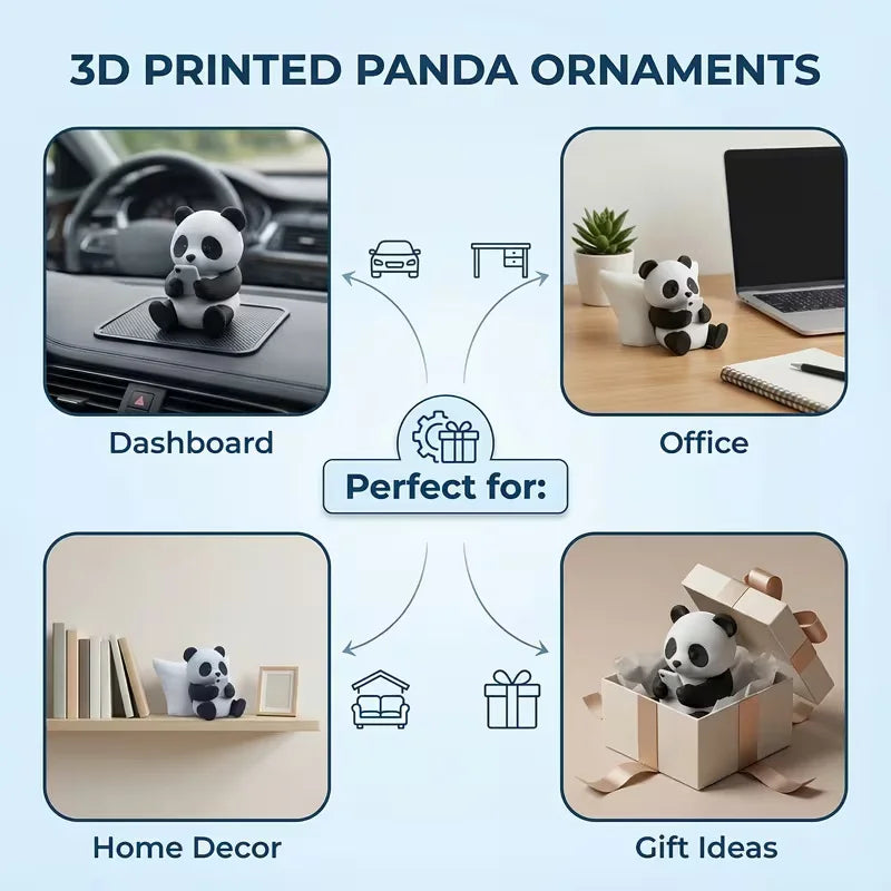 Panda Sculpture Ornament, Car Dashboard Decor, Desktop Office Decoration, Creative Animal Model, Collectible Figurine