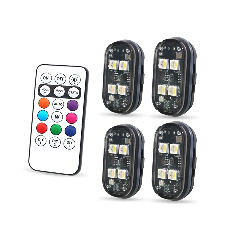 Car Interior Decorative Light, Car Interior Ambient Light with Remote Control, Long Standby Car Decorative Light, 2/4/6/8 pcs