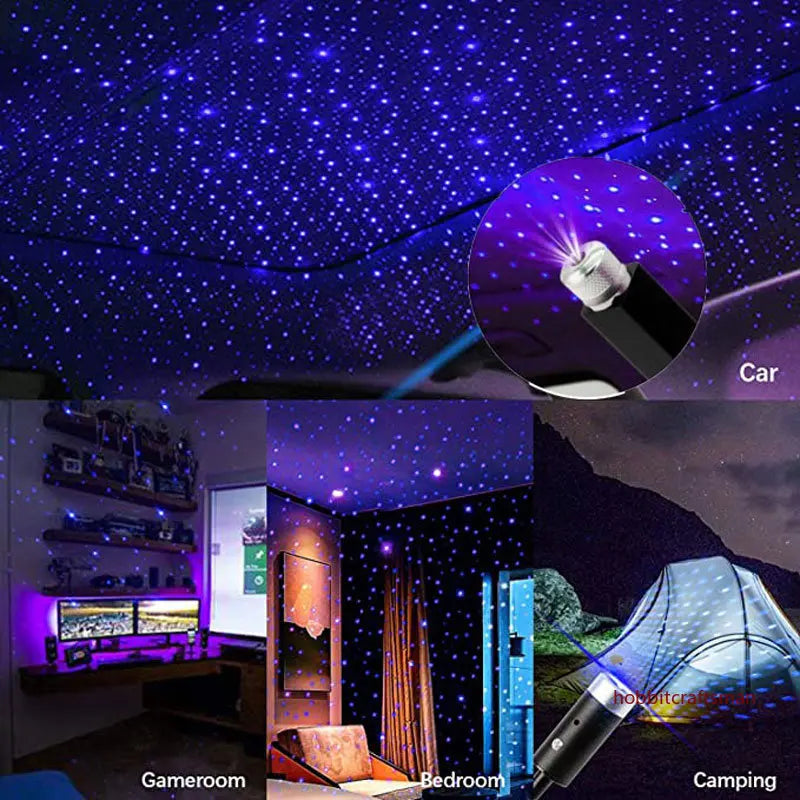 Mini LED Car Roof Star Night Light Projector Atmosphere Galaxy Lamp USB Decorative Adjustable for Auto Roof Room Decor