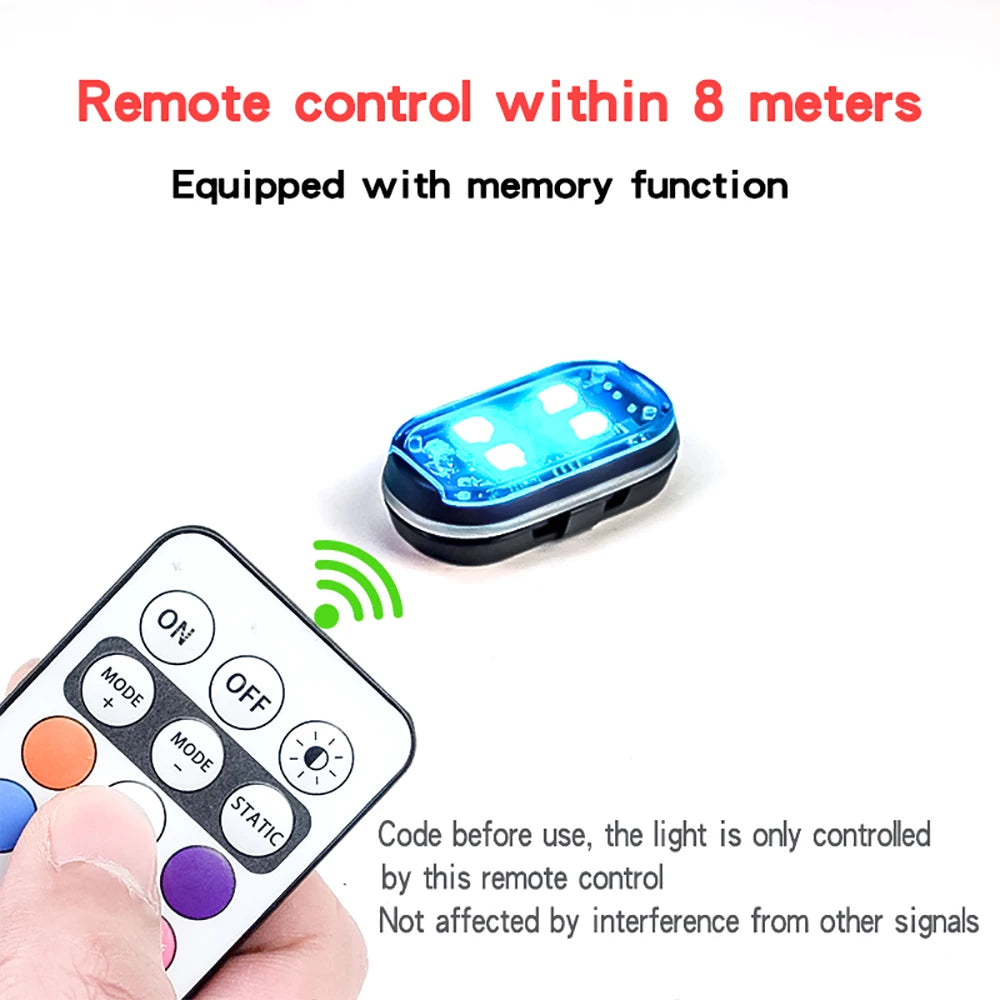 Car Interior Decorative Light, Car Interior Ambient Light with Remote Control, Long Standby Car Decorative Light, 2/4/6/8 pcs