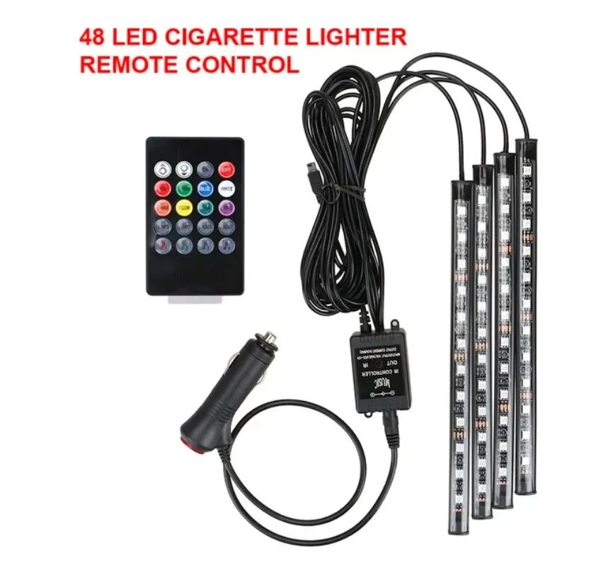 Universal Car RGB Ambient Lights LED Strip Interior Atmosphere Lamps 8 Colours