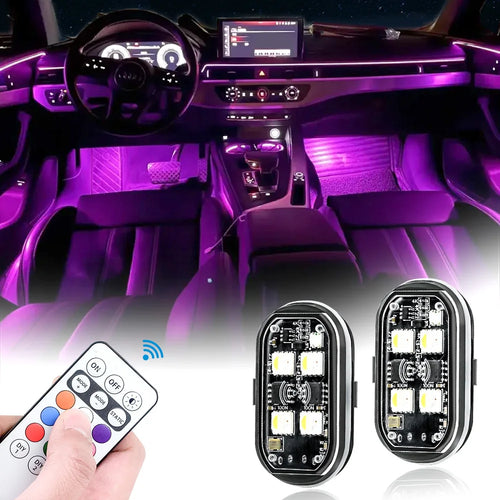 Car Interior Decorative Light, Car Interior Ambient Light with Remote Control, Long Standby Car Decorative Light, 2/4/6/8 pcs