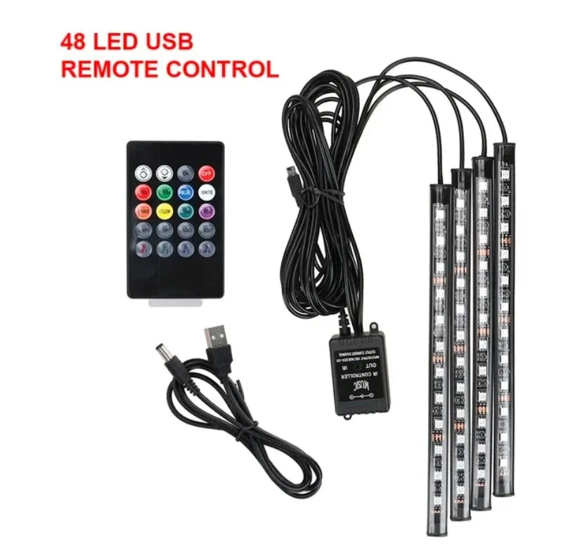 Universal Car RGB Ambient Lights LED Strip Interior Atmosphere Lamps 8 Colours