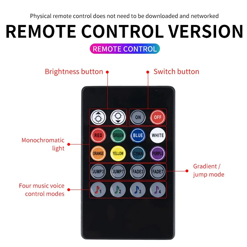 Universal Car RGB Ambient Lights LED Strip Interior Atmosphere Lamps 8 Colours