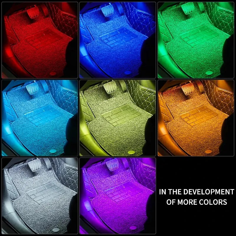 Universal Car RGB Ambient Lights LED Strip Interior Atmosphere Lamps 8 Colours