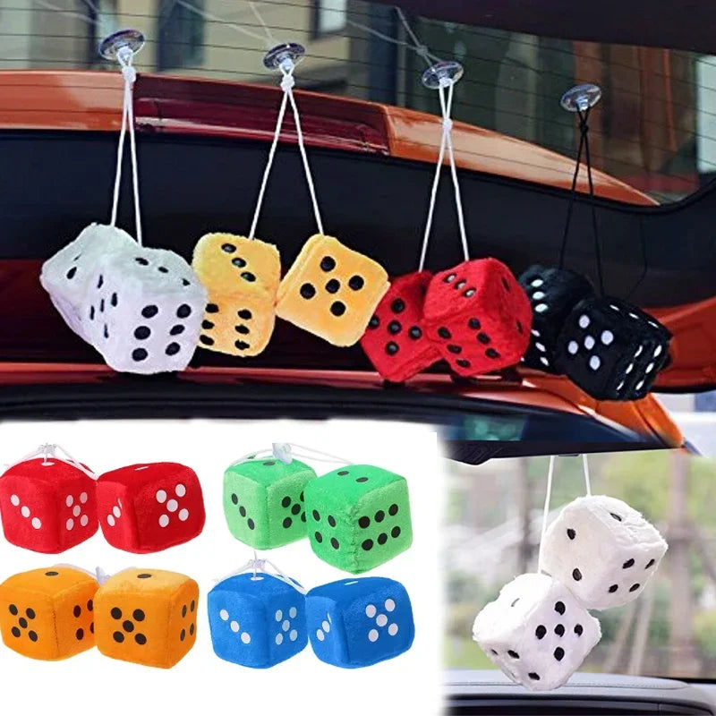 Car Pendant Colourful Plush Dice Popular Rear View Mirror Charms Ornaments